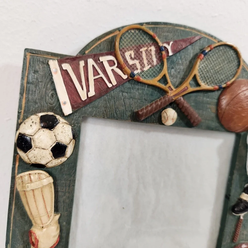 VTG Varsity Sports Photo Picture Frame 3D Resin Football Baseball Soccer Hockey